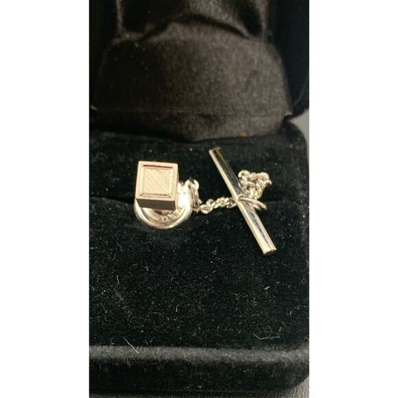 Vintage Hickok Brushed Silver Tone Simple Square Tie Tack / Pin - Picture 1 of 4